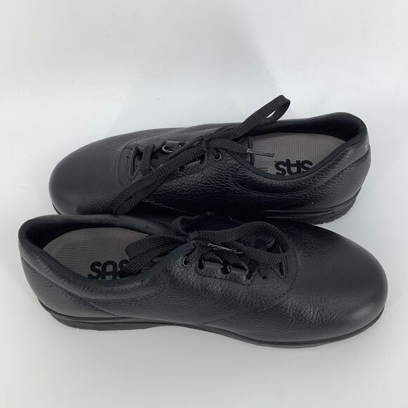 SAS Size 7WW Black Liberty Non Slip Lace Up Shoes Waterguard Leather P19-7 - Picture 5 of 11